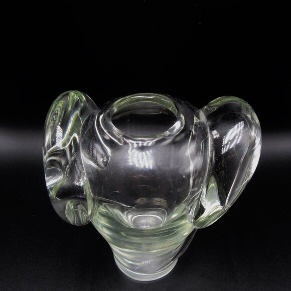 Vintage Art Nouveau clear heavy crystal glass bud vase with side swirls - 6" - Picture 8 of 15